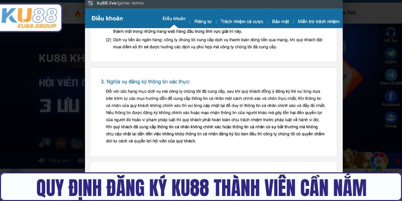 Quy định đăng ký KU88 thành viên cần nắm