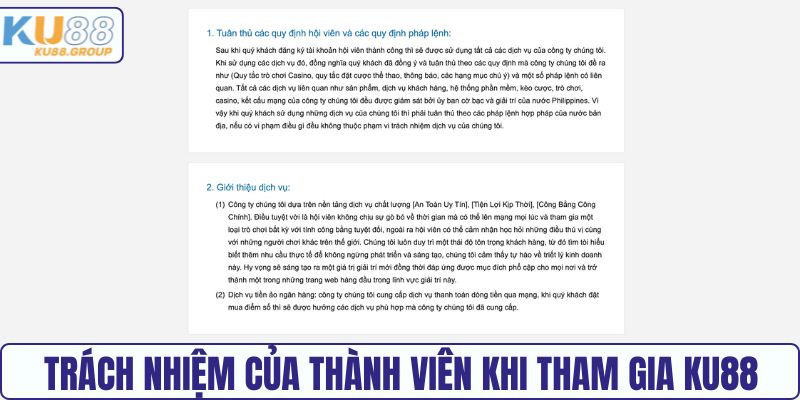 Trách nhiệm của thành viên khi tham gia KU88